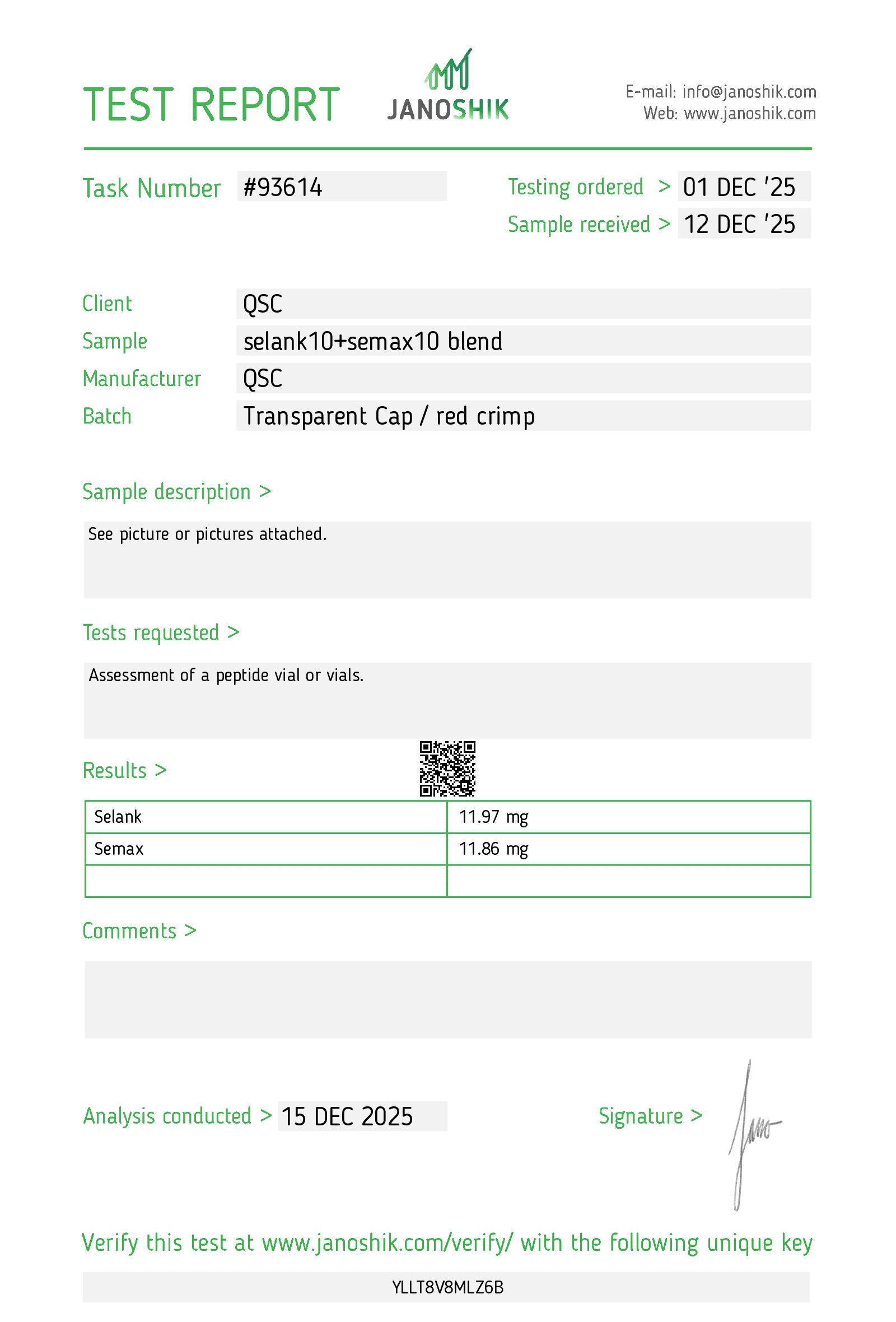 QSC Semax Selank 20mg Test Report _93614 copy 2