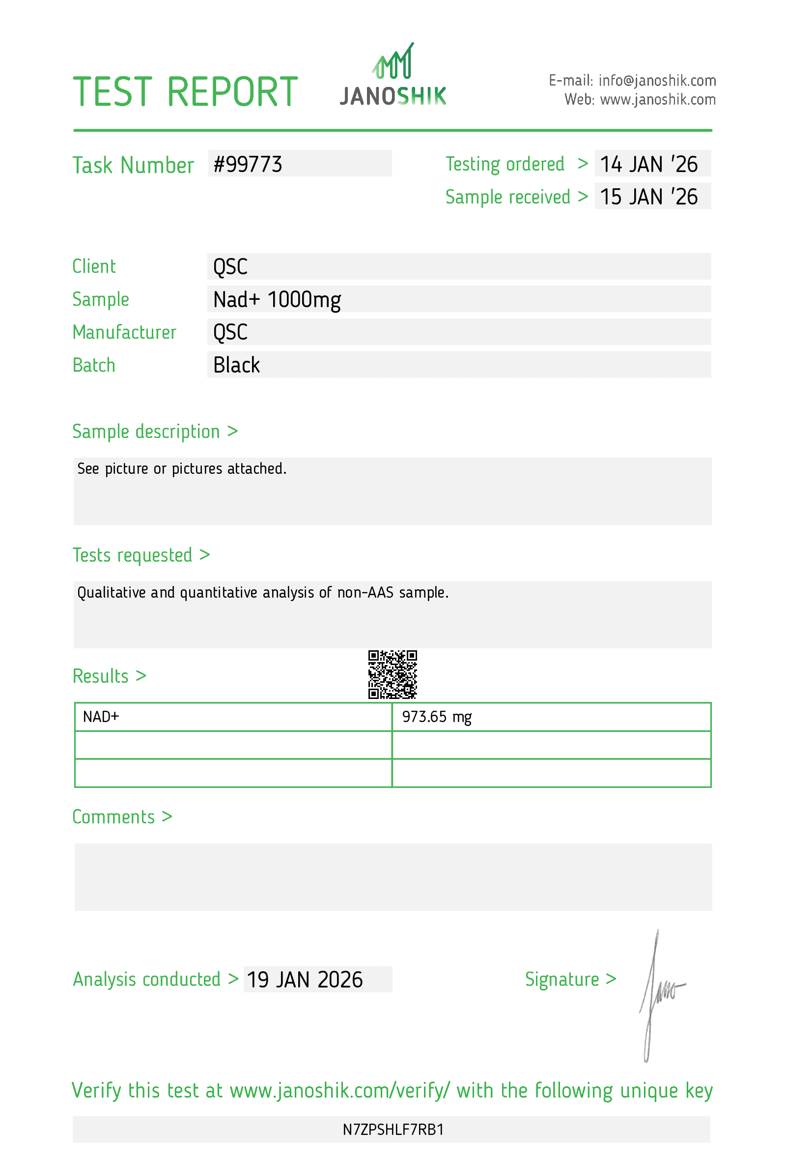 qsc nad 1000 Test Report #99773 copy