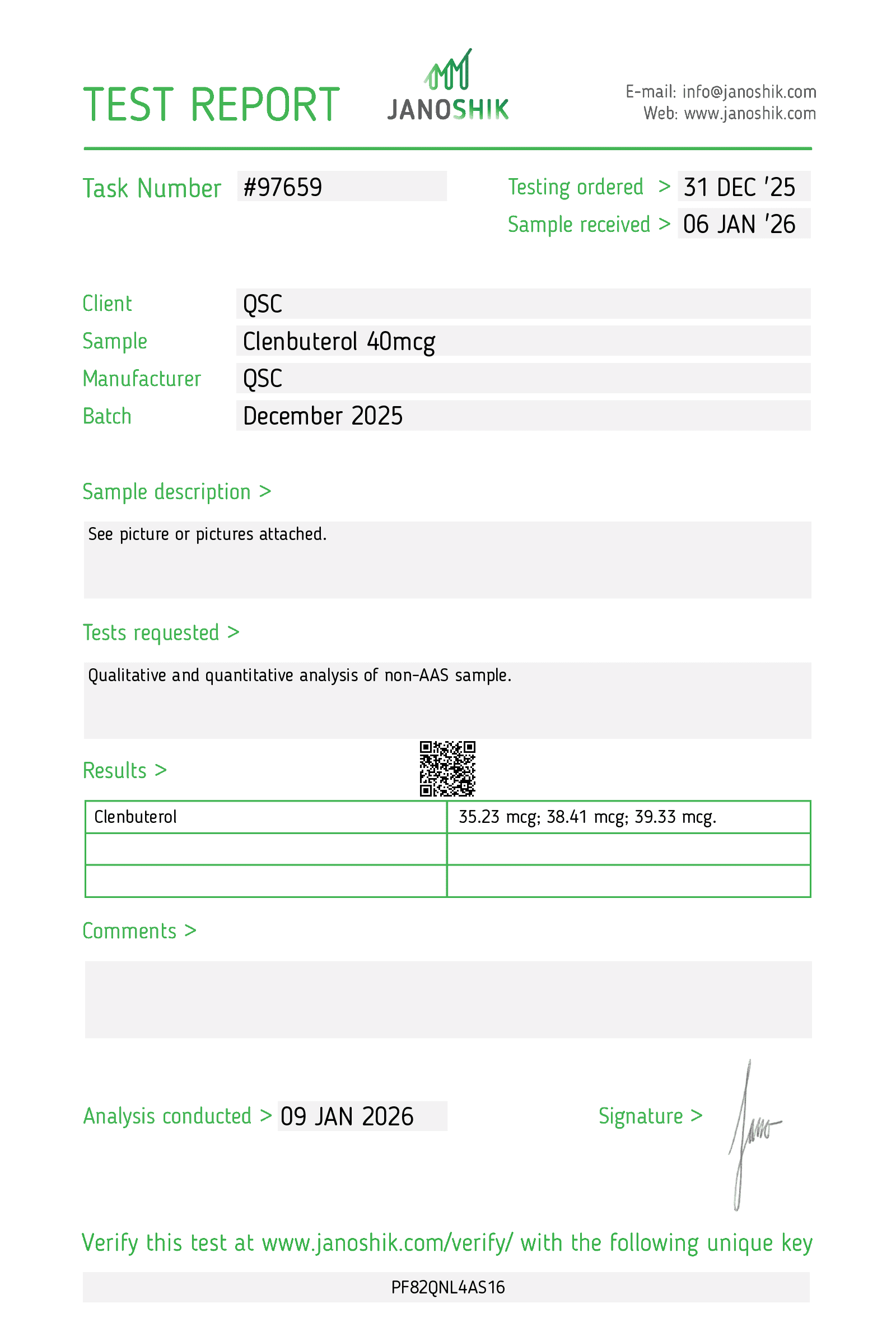 QSC Clen 40mcg Test Report _97659 copy 2