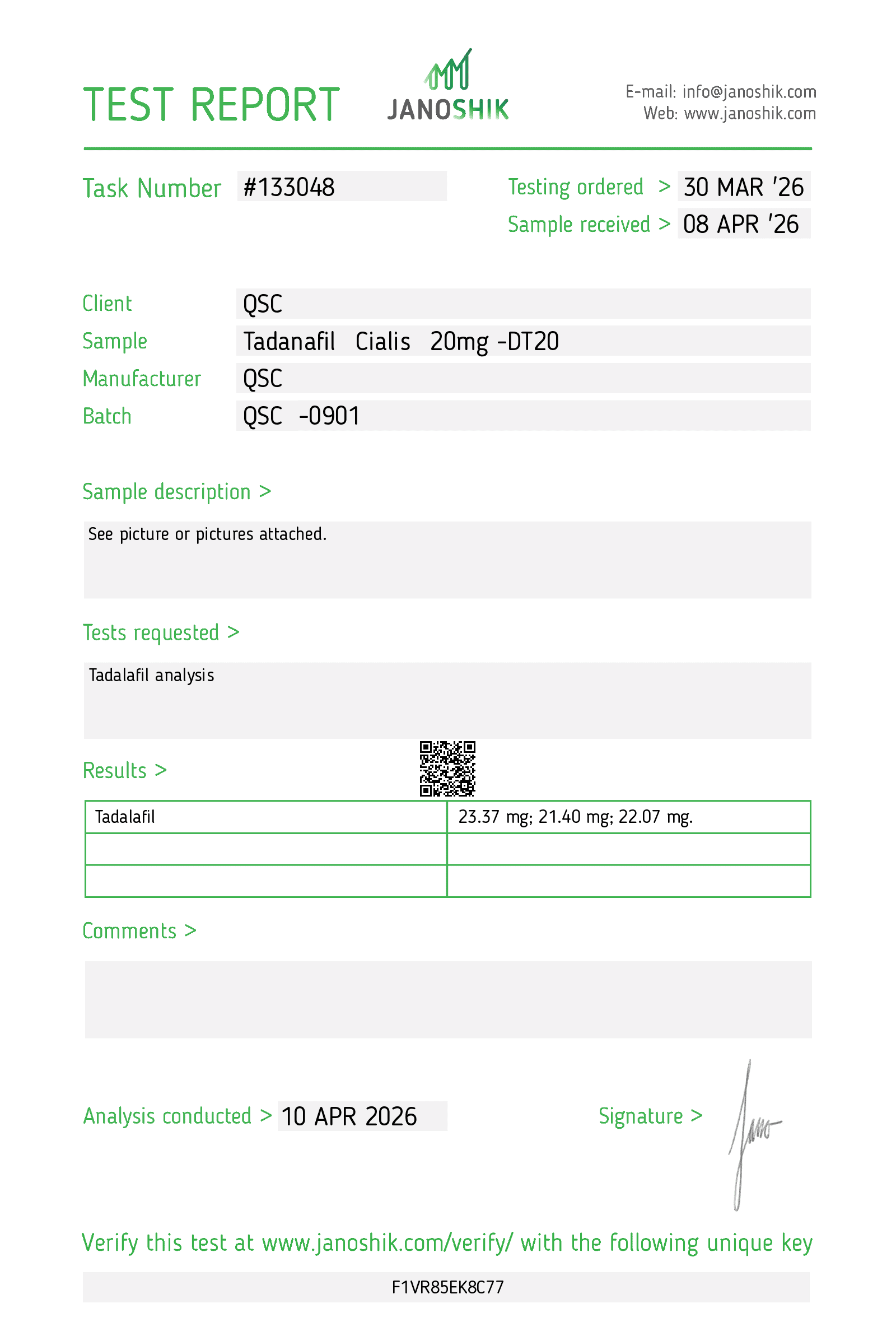 QSC Tadanafil 20mg