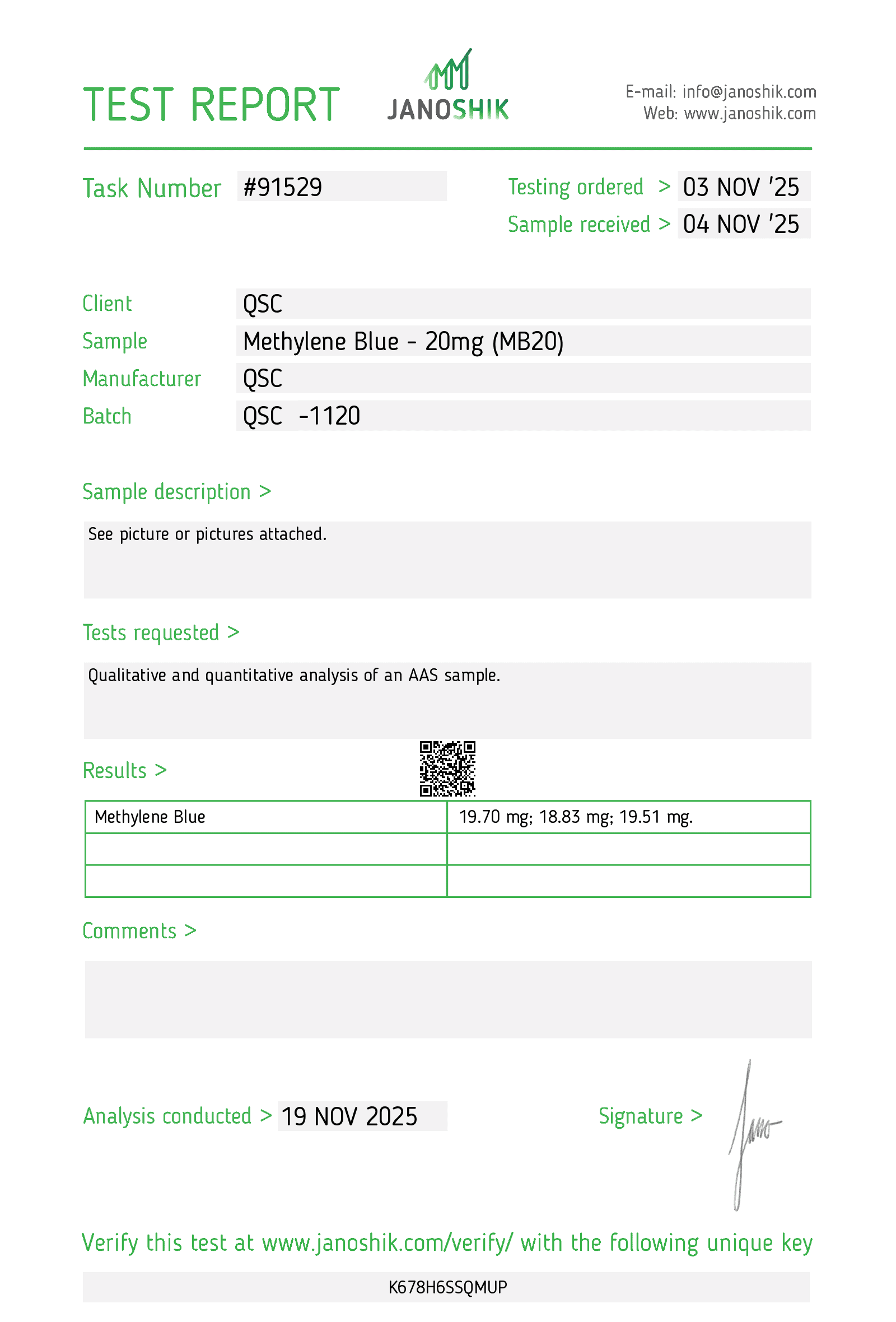 QSC methyl blue 20mg test report copy 2