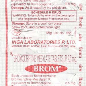 Brom 2.5mg Tablets | 100-Count | BROMOCRIPTINE