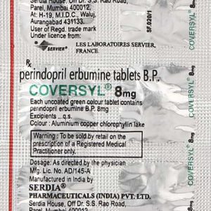 Coversyl 8mg Tablets | 100-Count | PERINDOPRIL