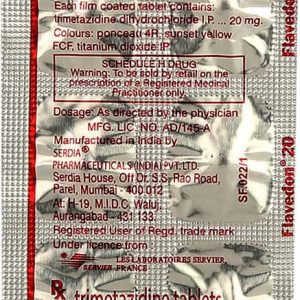 Flavedon 20mg Tablets | 100-Count | TRIMETAZIDINE