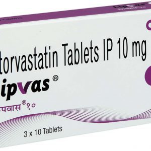 Lipvas 10mg Tablets | 100-Count | ATORVASTATIN