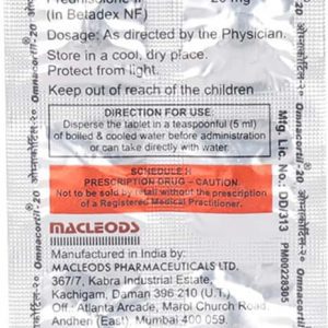 Omnacortil 20mg Tablets | 100-Count | PREDNISOLONE