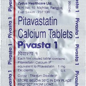 Pivasta 1mg Tablets | 100-Count | PITAVASTATIN