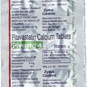 Pivasta 4mg Tablets | 100-Count | PITAVASTATIN