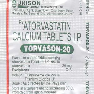 Torvox 20mg Tablets | 100-Count | ATORVASTATIN