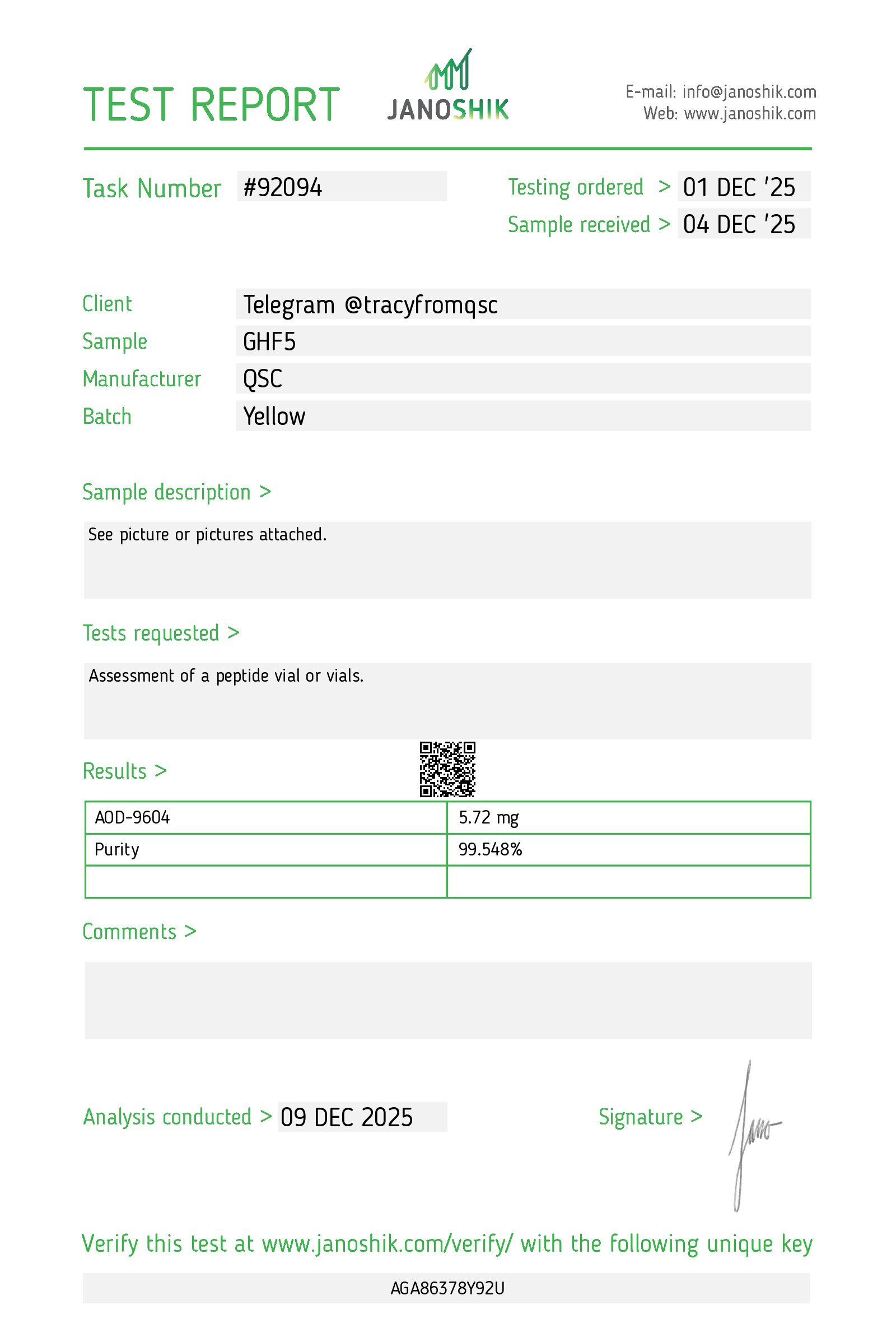 QSC COA Report