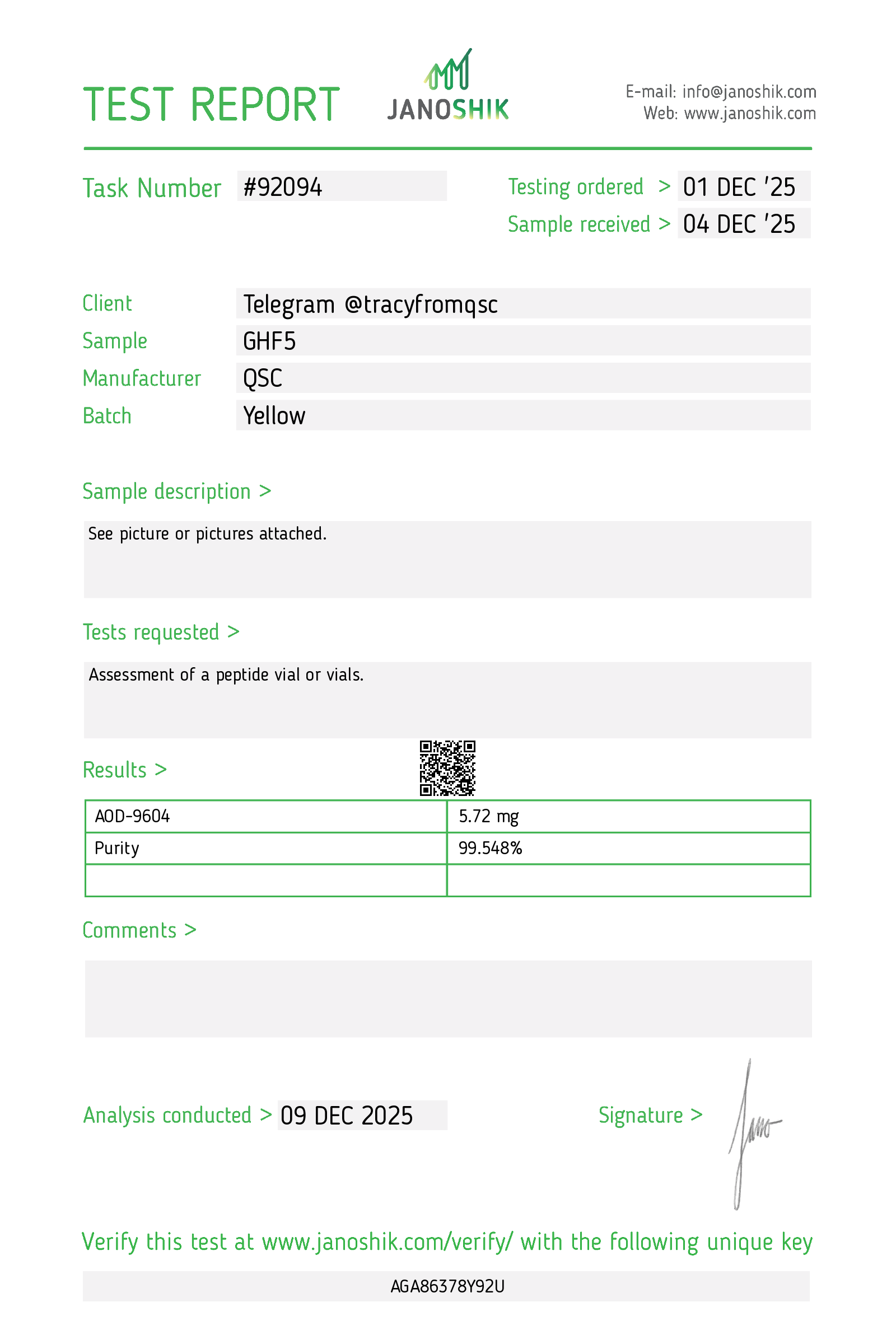 QSC COA Report