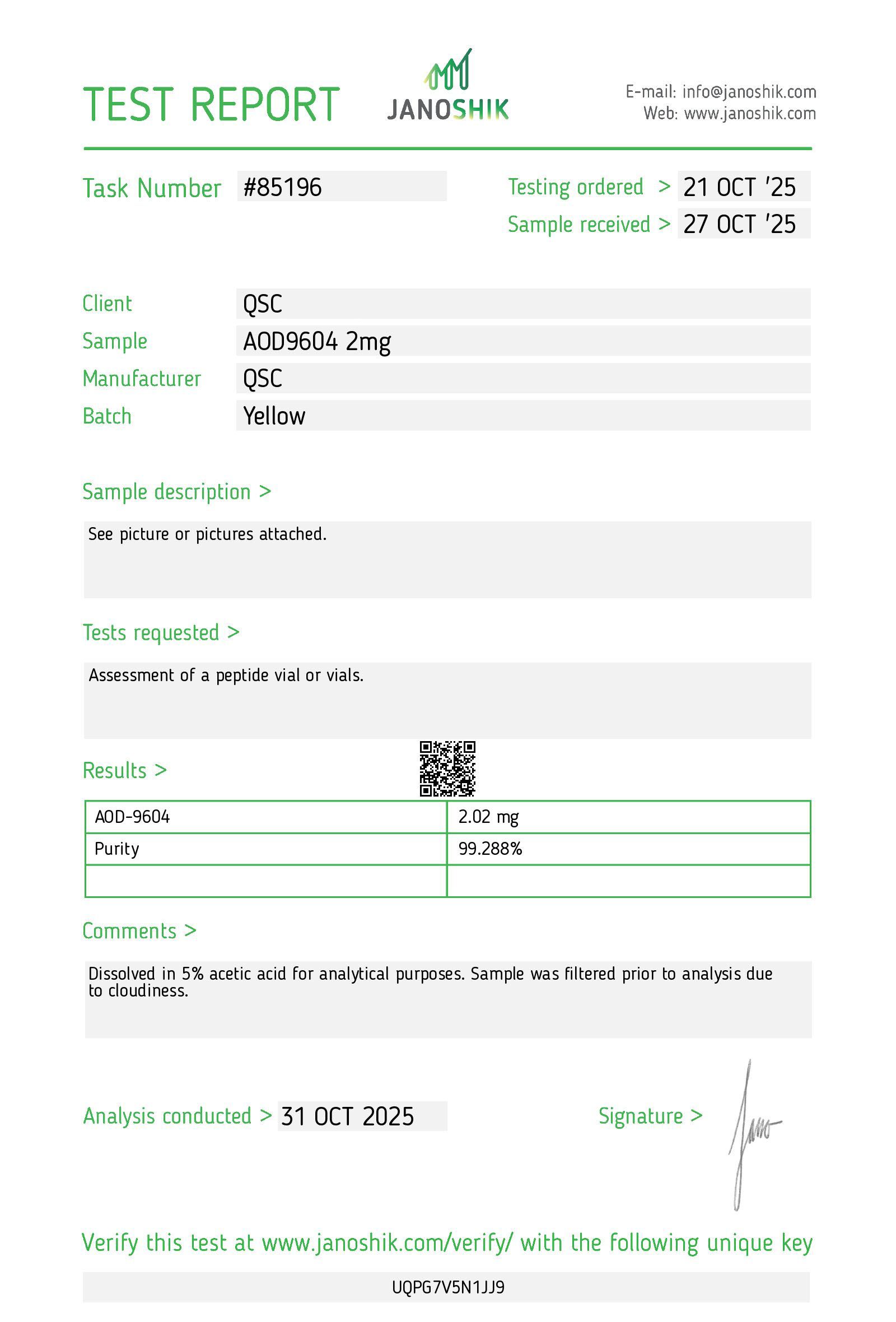 QSC COA Report