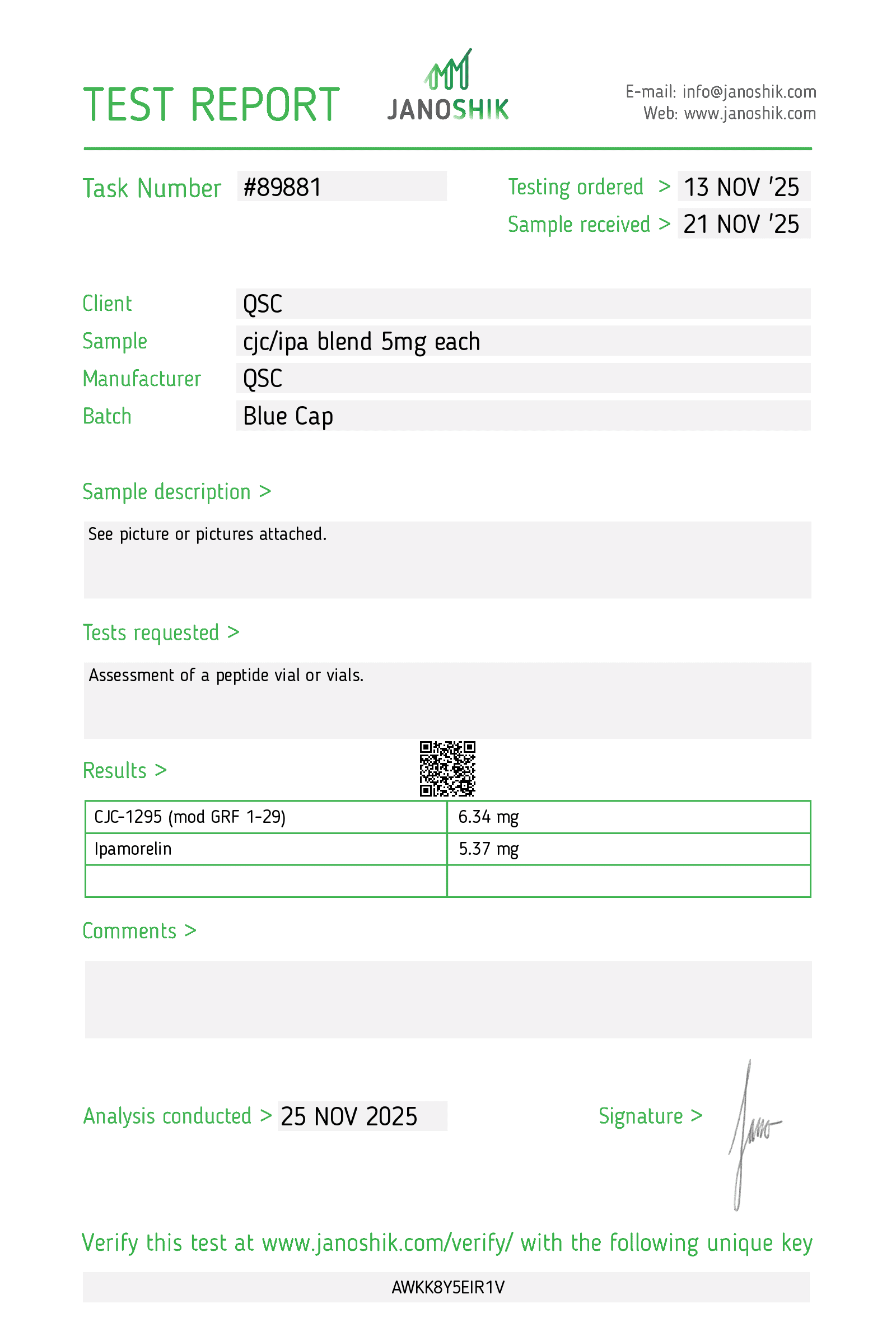 QSC COA Report