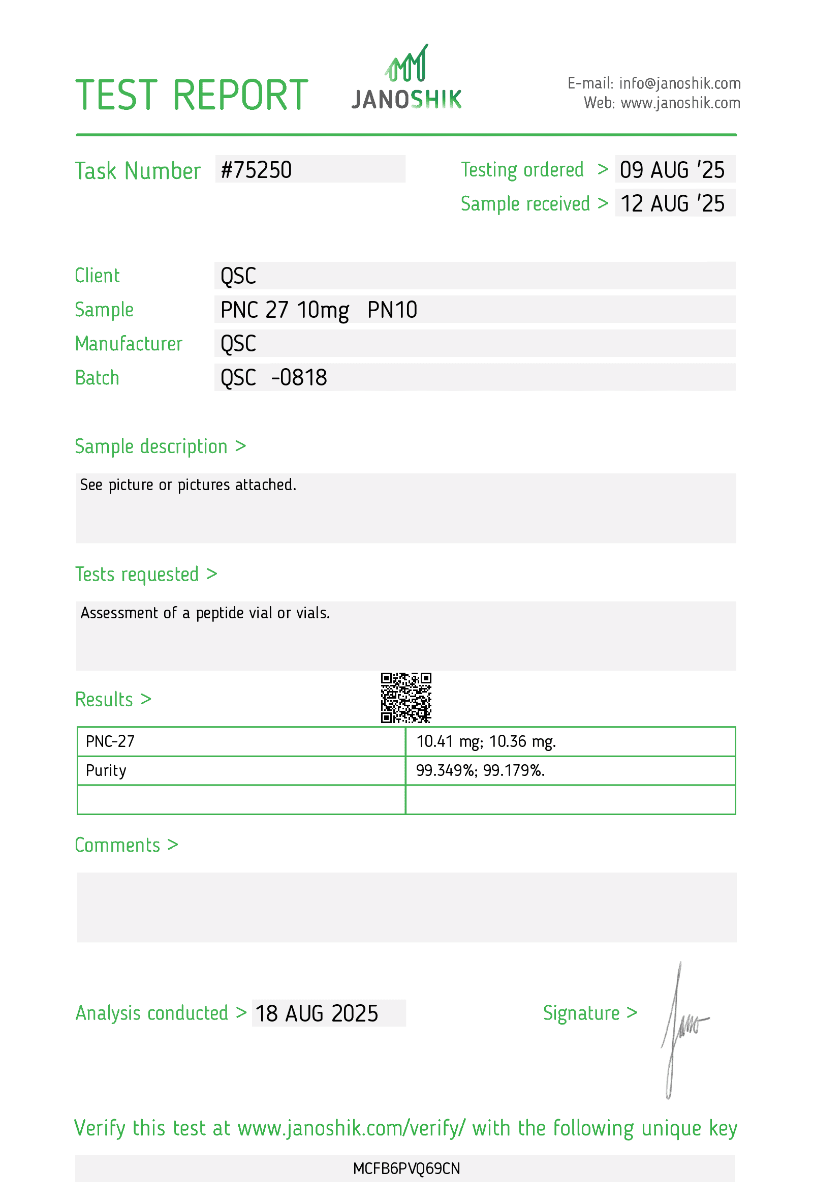 QSC COA Report