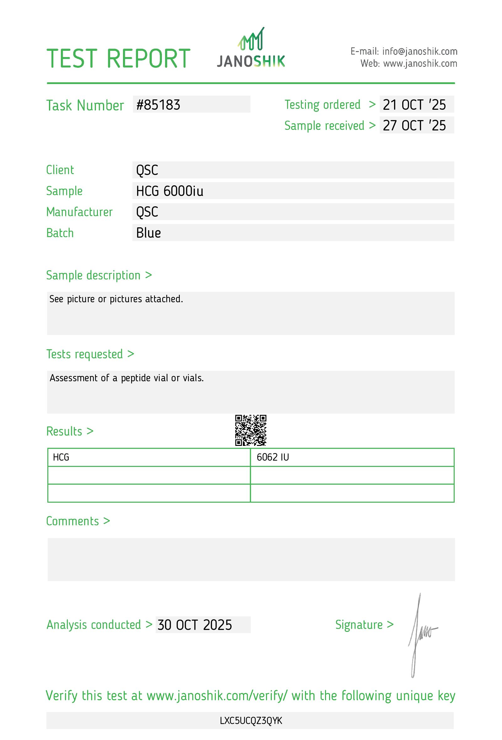 qcs hcg 6000 Test Report #85183 copy