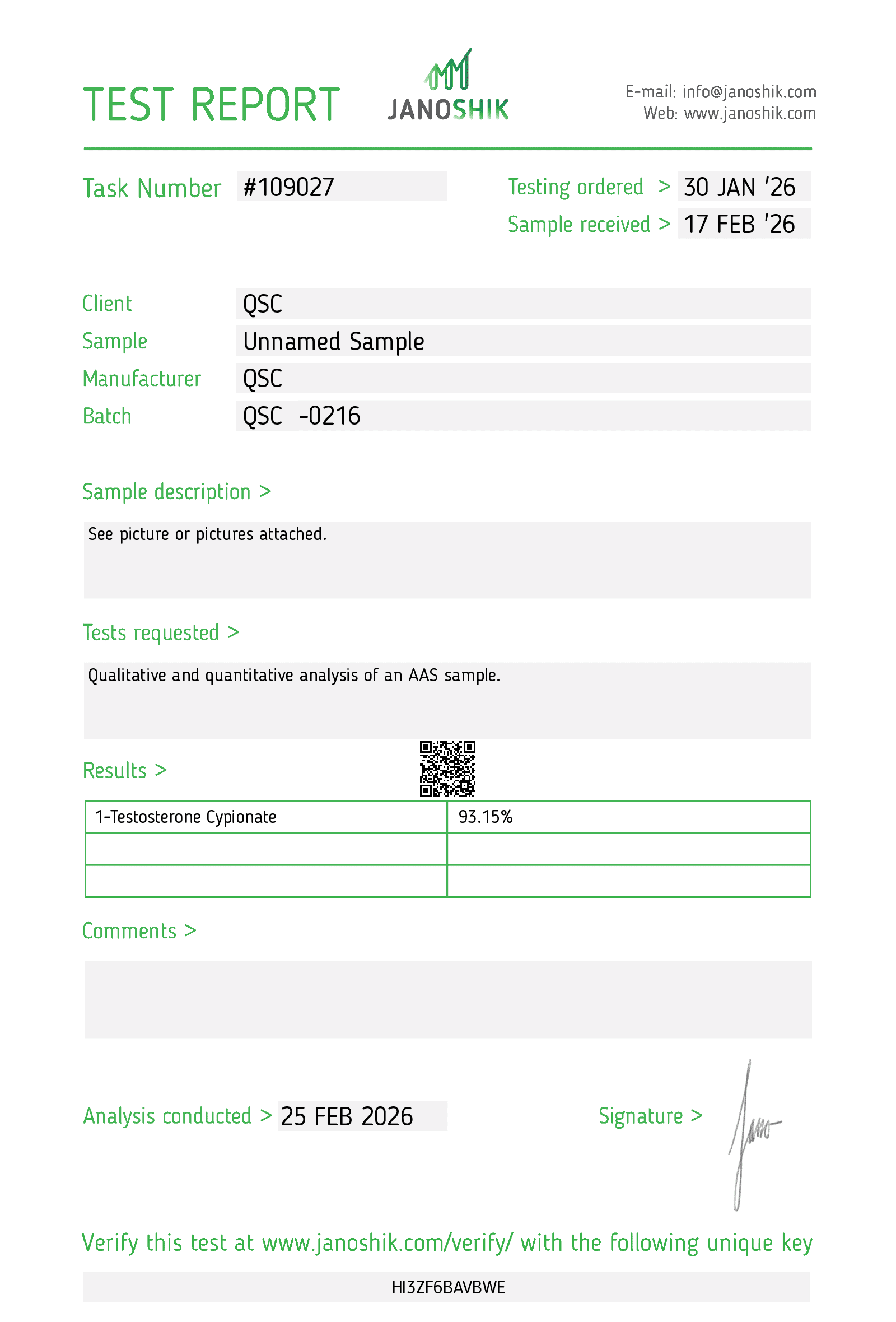 QSC COA Report