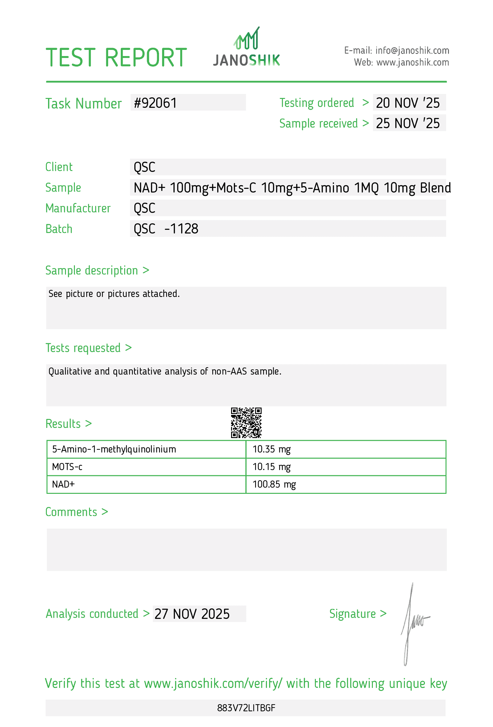QSC COA Report
