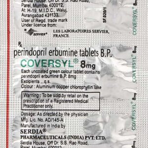 Coversyl 8mg Tablets | 100-Count | PERINDOPRIL