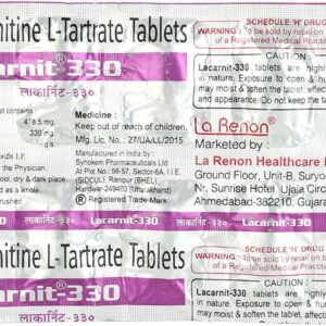 Lacarnit 330mg Tablets | 100-Count | L-CARNITINE