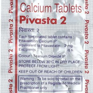 Pivasta 2mg Tablets | 100-Count | PITAVASTATIN