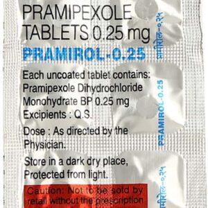 Pramirol 0.25mg Tablets | 100-Count | PRAMIPEXOLE