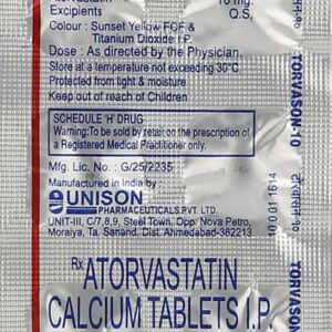 Torvox 10mg Tablets | 100-Count | ATORVASTATIN