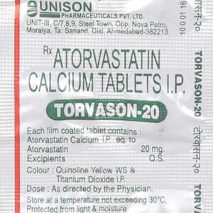 Torvox 20mg Tablets | 100-Count | ATORVASTATIN