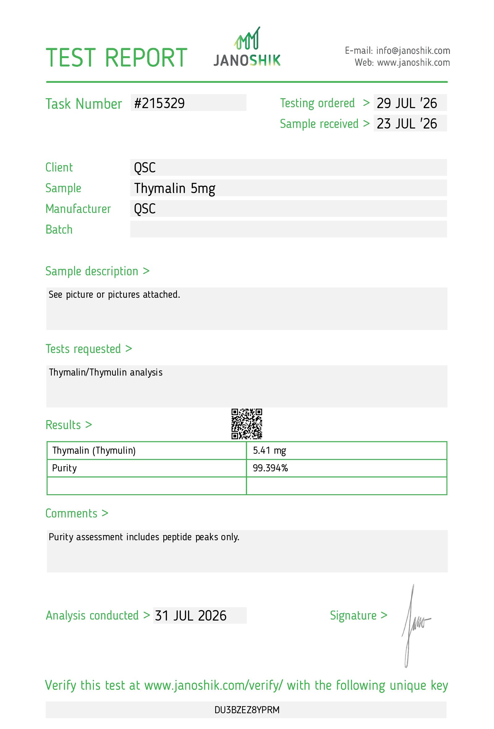 QSC COA Report